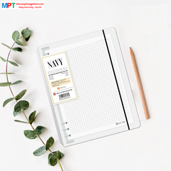 Sổ còng bìa nhựa cứng NAVY 200 trang 6652 - Dòng kẻ ngang (Khổ A5 - 6 còng)