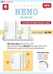 Sổ còng bìa nhựa cứng NEMO 200 trang 6812 kèm phân trang 4 màu - Dòng kẻ Caro (Khổ B5 - 9 còng)