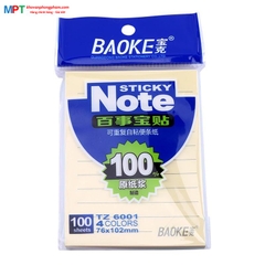 Giấy nhớ 3x4 có dòng kẻ 4 màu Pastel Baoke TZ6001 (76x102mm, 100 tờ)