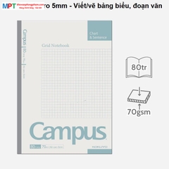 [MẪU MỚI 2024] Vở Caro Campus Basic Notebook 80 trang - Dòng kẻ caro 5mm, Phong Cách Đơn Giản (Mua 10 tặng 1 bút bi)