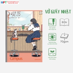 [MẪU MỚI 2024] Vở kẻ ngang có chấm Campus Japan Illustrator 80 trang - Giấy Nhập Nhật, Chống lóa (Mua 10 tặng 1 bút bi)