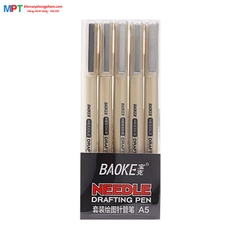 Set 5 bút kim số 5 Size ngòi Baoke A5 - mực đen (0.05, 0.1, 0.3, 0.5. 0.7mm)