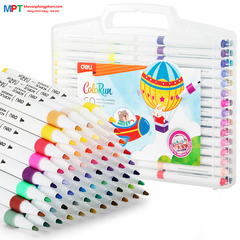Bút sơn Acrylic Marker ngòi nét nhỏ 60 màu Deli C189-60 - Chống nước vẽ trên mọi chất liệu, Tô màu DIY vẽ giày vải, chai lọ