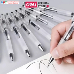 [MUA 10 TẶNG BÚT CHÌ] Bút Gel Deli S101 ngòi 0.5mm - Mực đen, Viết Sổ Calligraphy