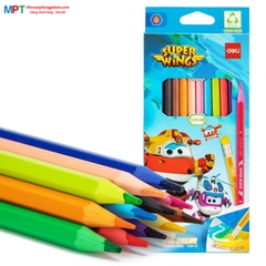 Bút chì màu 12 màu Deli EC126-12 - Họa tiết Super Wings