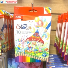 Bút chì màu 18 màu ColoRun Deli EC130-18 - Thân bút hình lục giác, lõi chì 3.0mm