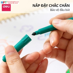 Bút lông màu dạ Felt Pen 24 màu Deli EC161-24 - Thiết kế đầu chóp nón, dễ đi nét