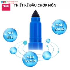 Bút lông màu dạ Felt Pen 12 màu Deli EC161-12 - Thiết kế đầu chóp nón, dễ đi nét