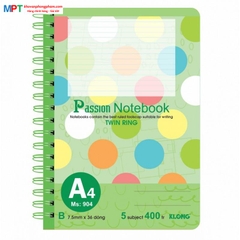 Sổ lò xo Klong kép bìa nhựa A4 400 trang Ms904