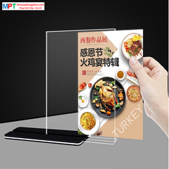 Menu mica để bàn A4 chân cài - Khổ dọc, khổ ngang - Kích thước: 21x29.7cm