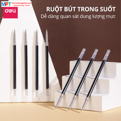[MUA 10 TẶNG BÚT CHÌ] Ruột bút gel Deli SE124 nét 0.35mm dùng thay thế cho bút gel SA130/A122 - Mực đen