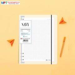 Sổ còng bìa nhựa cứng NAVY 200 trang 6652 - Dòng kẻ ngang (Khổ A5 - 6 còng)