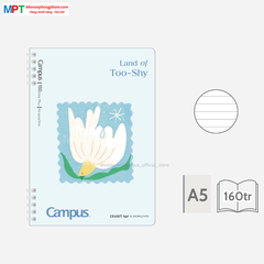 Sổ lò xo A5 Campus Land of Too Shy 2 đầu 160 trang - Dòng kẻ ngang - Định lượng 70gsm, kích thước 148x210mm