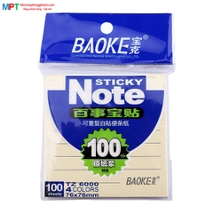 Giấy nhớ 3x3 có dòng kẻ 4 màu Pastel Baoke TZ6000 (76x76mm, 100 tờ)