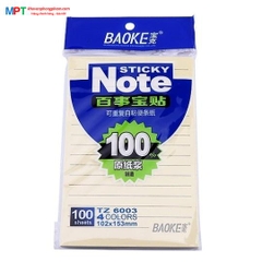 Giấy nhớ có dòng kẻ 4 màu Pastel Baoke TZ6003 (102x153mm, 100 tờ/tập)