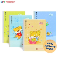 [MẪU MỚI 2024] Vở 4 ô ly Hồng Hà 200 trang FOX 0602 - Vở may gáy, định lượng 70gsm - Mua 5 quyển tặng 1 bút chì