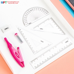 Bộ eke, compa Deli G30304 (Compa dùng chì kim)