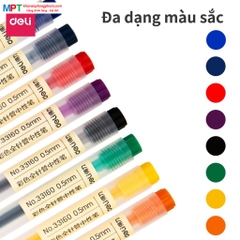 Bộ 8 bút nước nhiều màu Deli 33160 ngòi 0.5mm kèm 8 ống mực thay thế