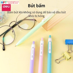 [MUA 10 TẶNG BÚT CHÌ] Bút bi bấm Deli EQ03336 ngòi 0.7mm - Mực xanh