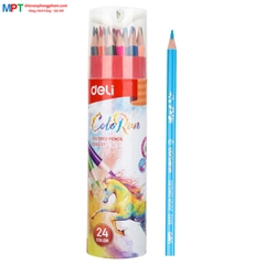Bút chì màu 24 màu Deli EC00327 - ColoRun, cốc giấy, kèm gọt chì
