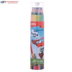 Bút chì màu 18 màu Deli EC00817 - Họa tiết Super Wings kèm gọt chì