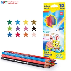 Bút chì màu 12 màu Deli EC133-12 - Hình bọt biển SpongeBob