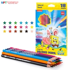 Bút chì màu 18 màu Deli EC133-18 - Hình bọt biển SpongeBob