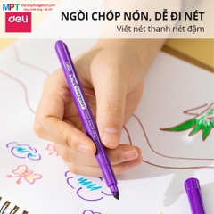 Bút lông màu dạ Felt Pen 24 màu Deli EC161-24 - Thiết kế đầu chóp nón, dễ đi nét