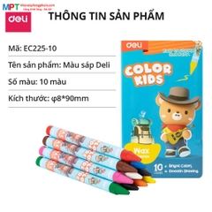 Bút sáp màu 10 màu Deli EC225-10 - Color Kids