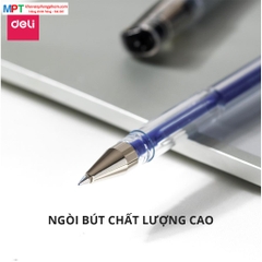 Bút gel Deli EG65-BL ngòi 0.5mm - Mực xanh, thiết kế đậy nắp, mực ra đều