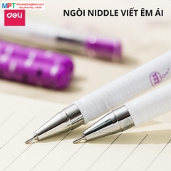 Bút gel Deli EG81-BL ngòi 0.5mm - Mực xanh, Mực nhanh khô nét đều