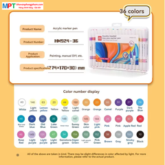 [TẶNG 1H BÚT CHÌ MÀU] Bút sơn Acrylic Marker 2 đầu 36 màu Deli HM924-36 - Chống nước vẽ trên mọi chất liệu