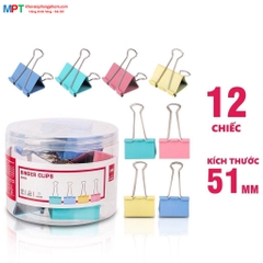 Kẹp bướm màu 51mm Deli E8551A - Hộp 12 cái