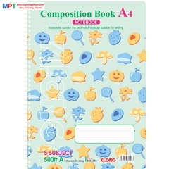 Sổ lò xo Klong đơn A4 500 trang 396 - Định lượng 58gsm - Kích thước 210x297mm