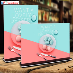 Menu mica để bàn A4 chân cài - Khổ dọc, khổ ngang - Kích thước: 21x29.7cm