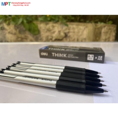 Hộp 12 Bút bi Deli Q29-BK Nét 0.7mm - Mực đen (Tặng kèm giấy nhớ 3 size cao cấp)
