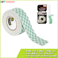 Băng dính hai mặt chịu lực dùng trong nhà 3M SCOTCH 110-S19 - Kích thước: 19mmx1.5m, chịu trọng tải 4,5kg - Nhập khẩu bởi 3M Việt Nam