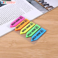 Giấy nhớ 5 màu nhựa in chữ SIGN HERE Penko - Kích thước 1.2 x 4.5cm