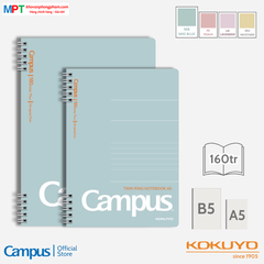 Sổ lò xo A5 Campus KUSUMI 2 đầu 160 trang - Dòng kẻ ngang - Định lượng 70gsm, kích thước 148x210mm