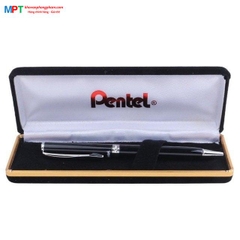 [CHÍNH HÃNG - DO GOLDEN PEN NK] Bút ký cao cấp Pentel B811A-C thân đen viền trắng nét 0.8mm - Mực Xanh