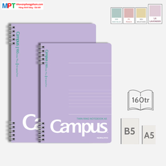 Sổ lò xo A5 Campus KUSUMI 2 đầu 160 trang - Dòng kẻ ngang - Định lượng 70gsm, kích thước 148x210mm