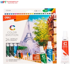 Màu nước Acrylic dạng tuýp 24 màu Deli C12-24