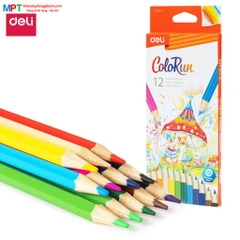 Bút chì màu 12 màu ColoRun Deli EC130-12 - Thân bút hình lục giác, lõi chì 3.0mm