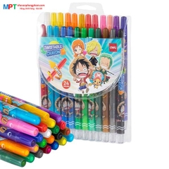Bút sáp vặn dài 24 màu Deli EC217-24 - Họa tiết One Piece
