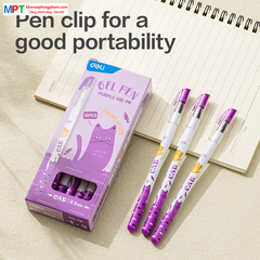 Bút gel Deli EG81-PR ngòi 0.5mm - Mực tím, Mực nhanh khô nét đều