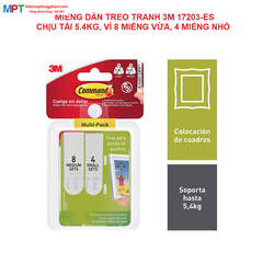 Miếng dán treo tranh 3M Command 17203-ES - Màu trắng, chịu tải 5.4kg - Vỉ 8 miếng vừa, 4 miếng nhỏ (Nhập khẩu bởi 3M Việt Nam)