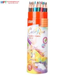 Bút chì màu 36 màu Deli EC00337 - ColoRun, cốc giấy, kèm gọt chì