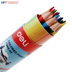 Bút chì màu 12 màu Deli EC00807 - Họa tiết Super Wings kèm gọt chì