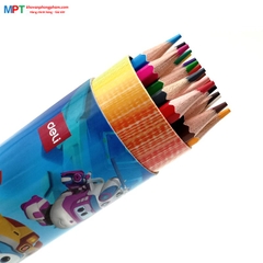 Bút chì màu 24 màu Deli EC00827 - Họa tiết Super Wings kèm gọt chì