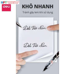 [MUA 10 TẶNG BÚT CHÌ] Bút gel Deli S876 ngòi 0.5mm - Mực đen nhanh khô viết thư pháp ống bút liền lâu hết mực